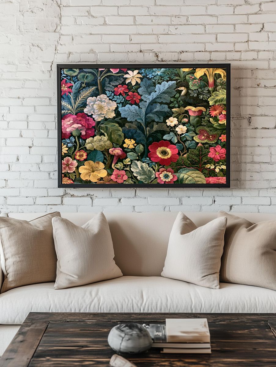Botanical Tapestry Garden Print. — room view 1