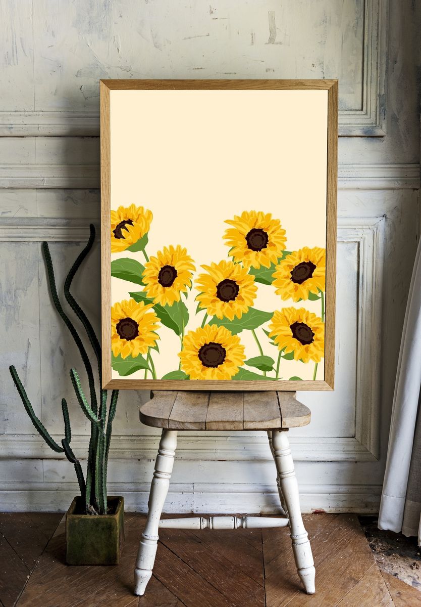 Sunflower iPhone wallpaper, aesthetic spring room preview