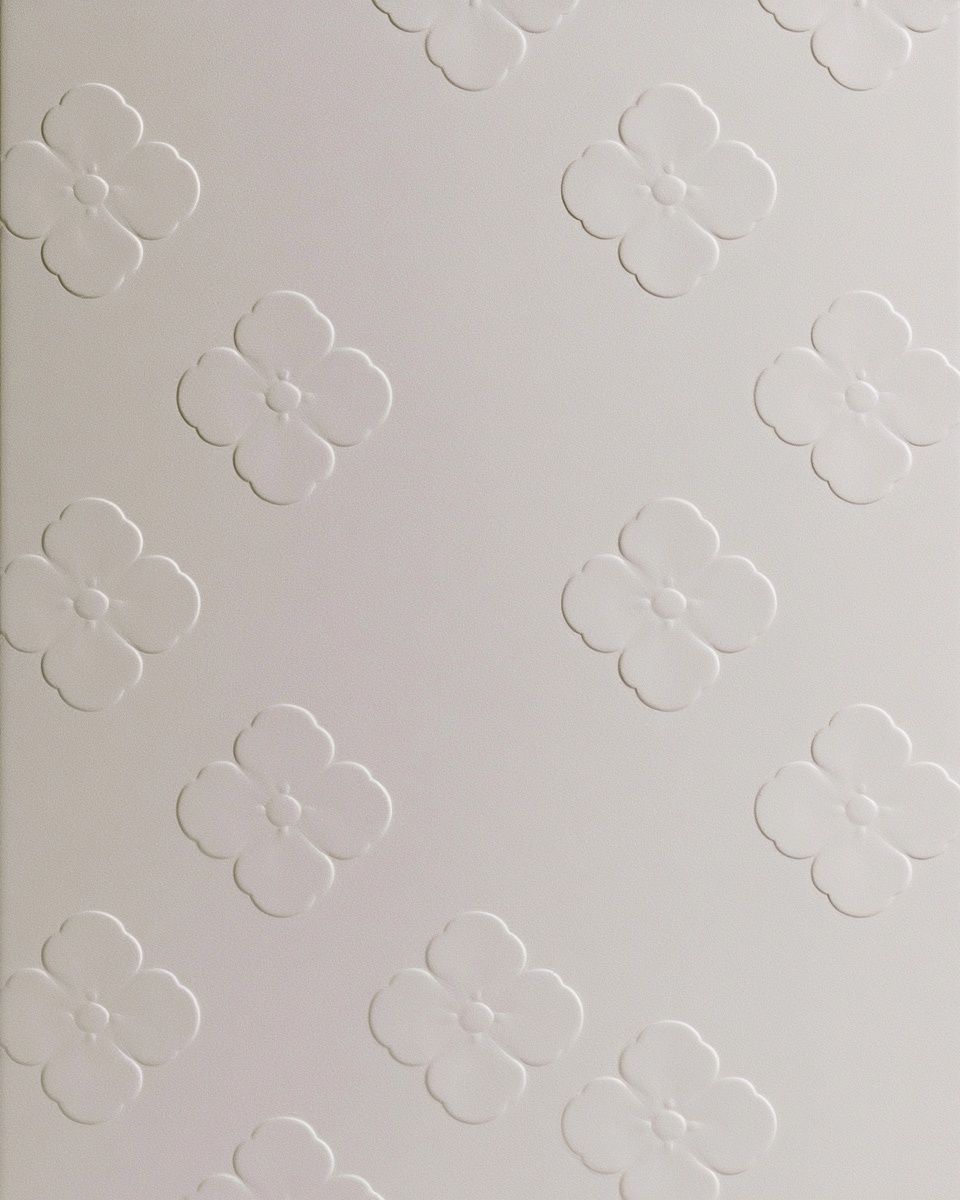White Floral Embossed Pattern Print. poster detail