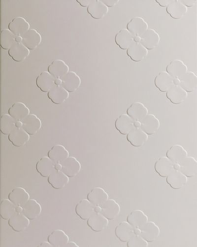 White Floral Embossed Pattern Print. poster