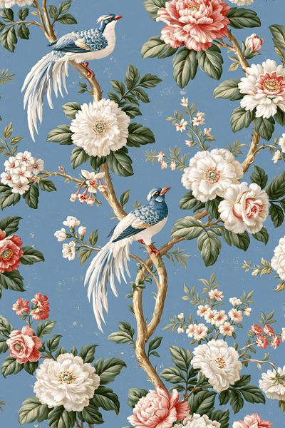 Peacock Floral Wallpaper Poster.