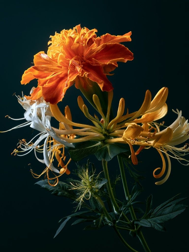 Orange Bloom Botanical Print. poster detail