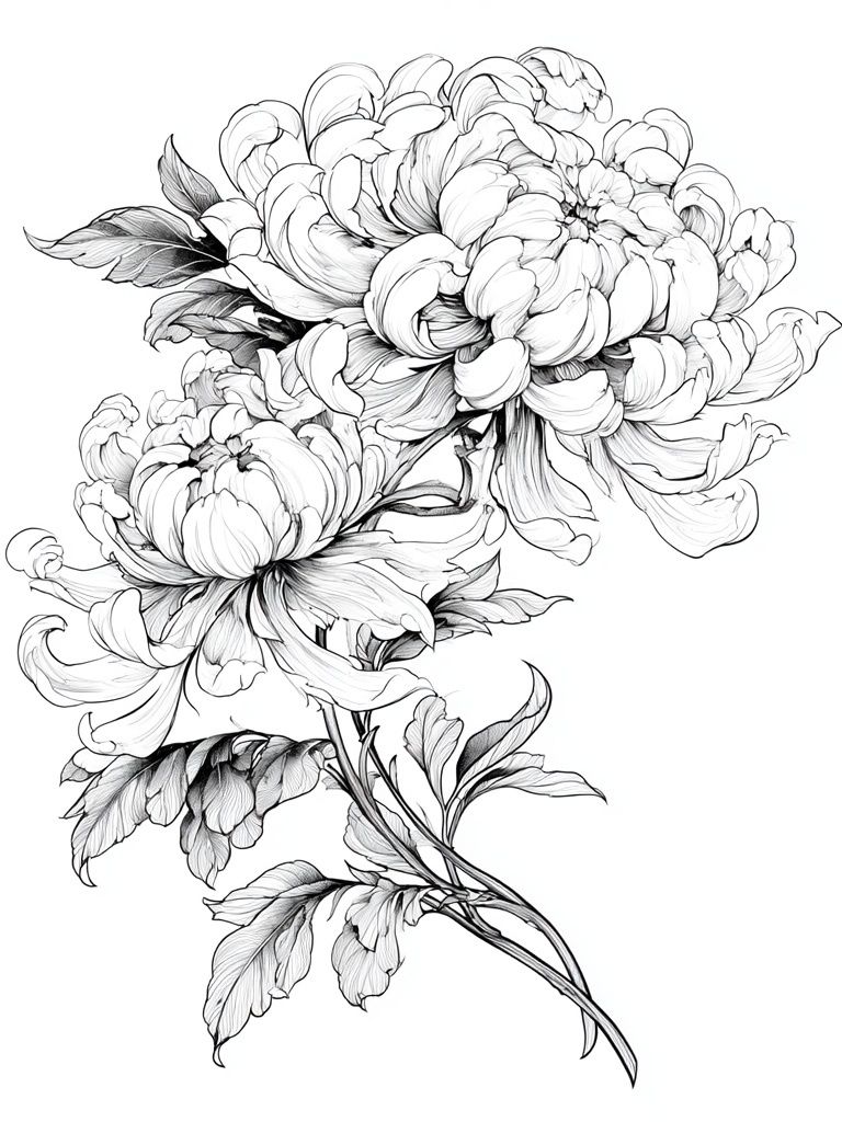 Peony Botanical Line Art Poster. poster — botanical art