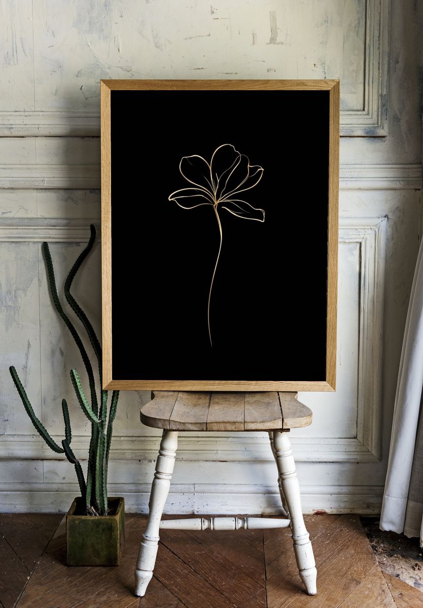 Minimal Line Flower Print. room preview