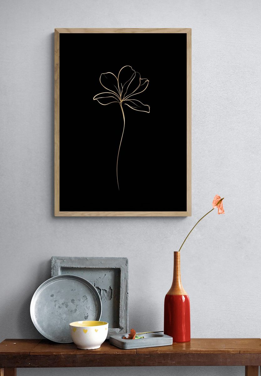 Minimal Line Flower Print. — room view 3