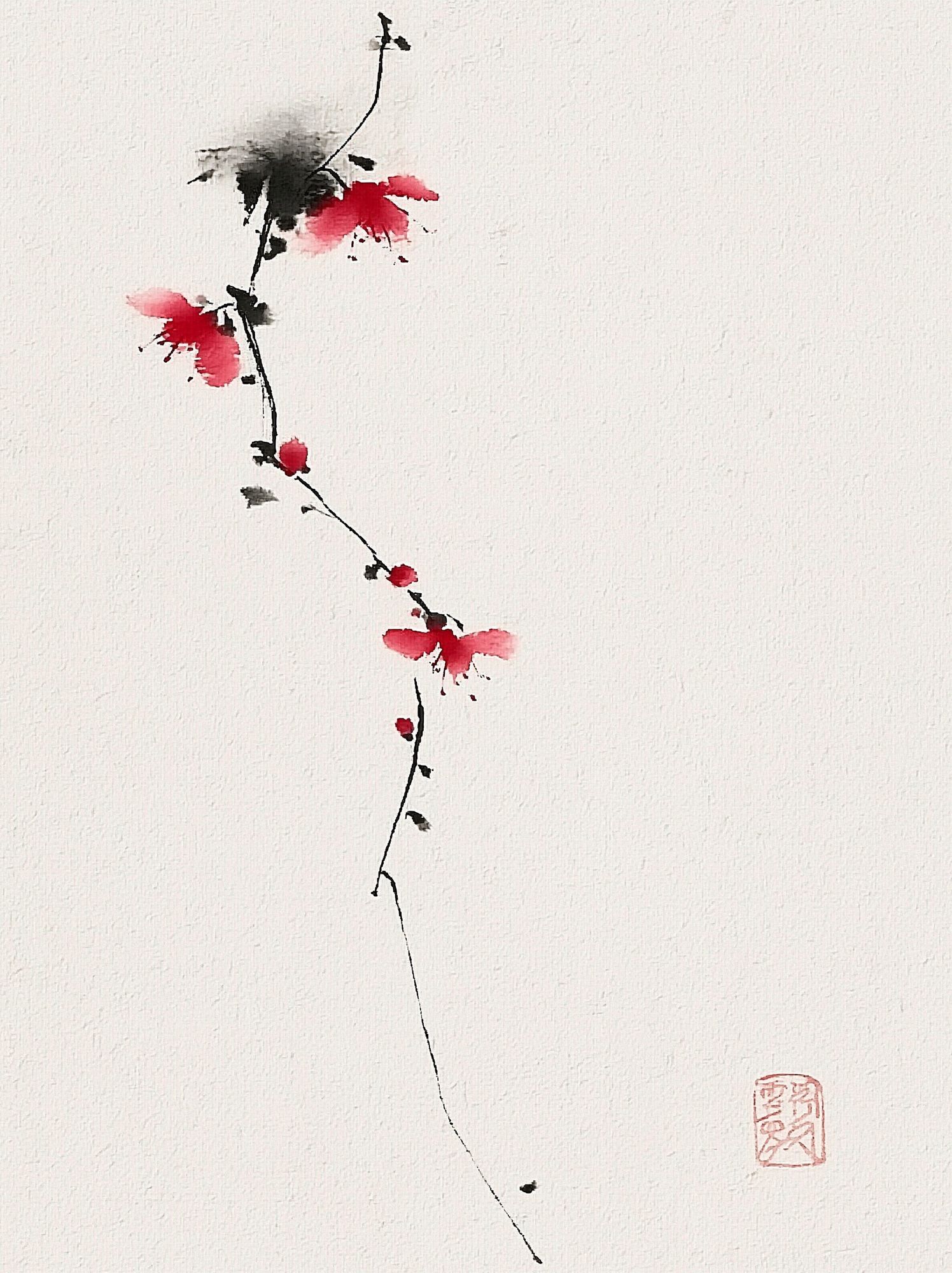 Cherry Blossom Ink Poster. poster — botanical art