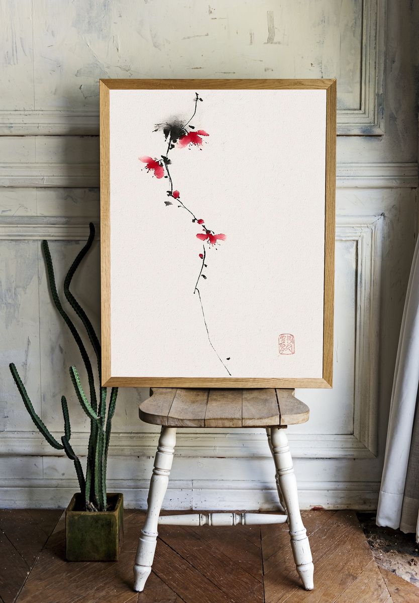 Cherry Blossom Ink Poster. — room view 1
