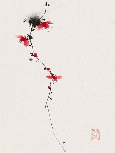 Cherry Blossom Ink Poster.