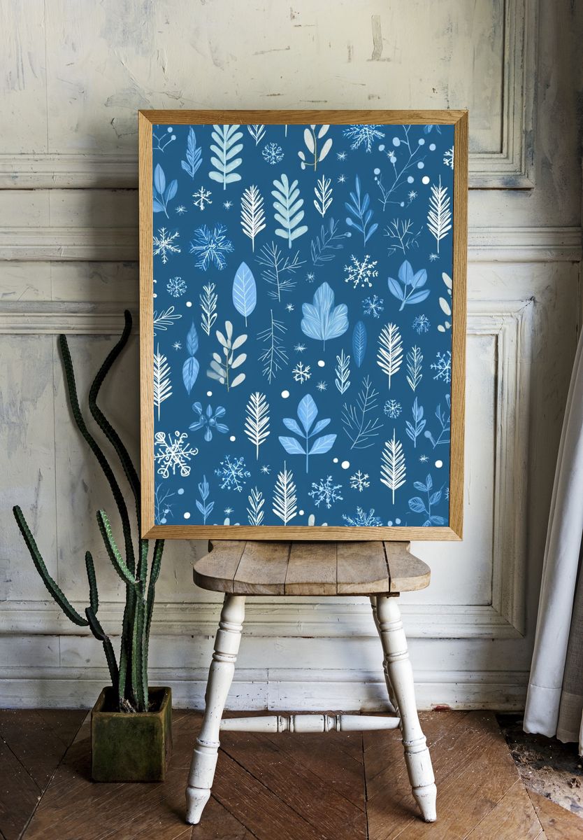 Winter Botanical Pattern Print. — room view 1