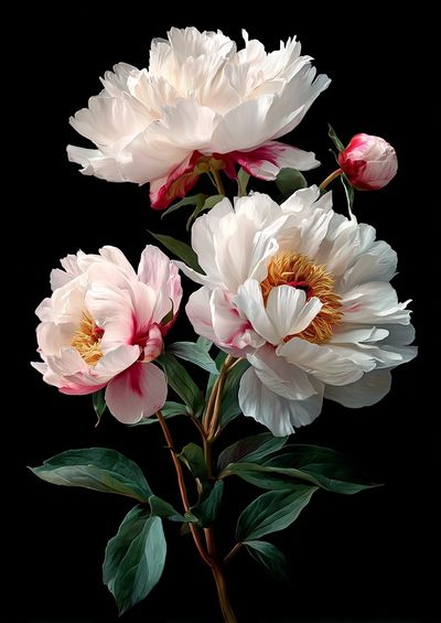 White Peonies Botanical Print. poster print