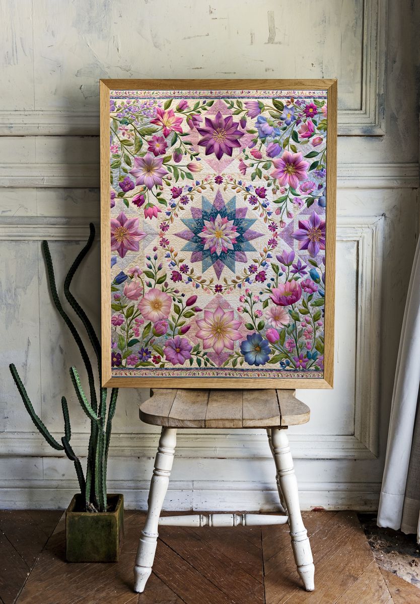 Floral Quilt Garden Print. — room view 1