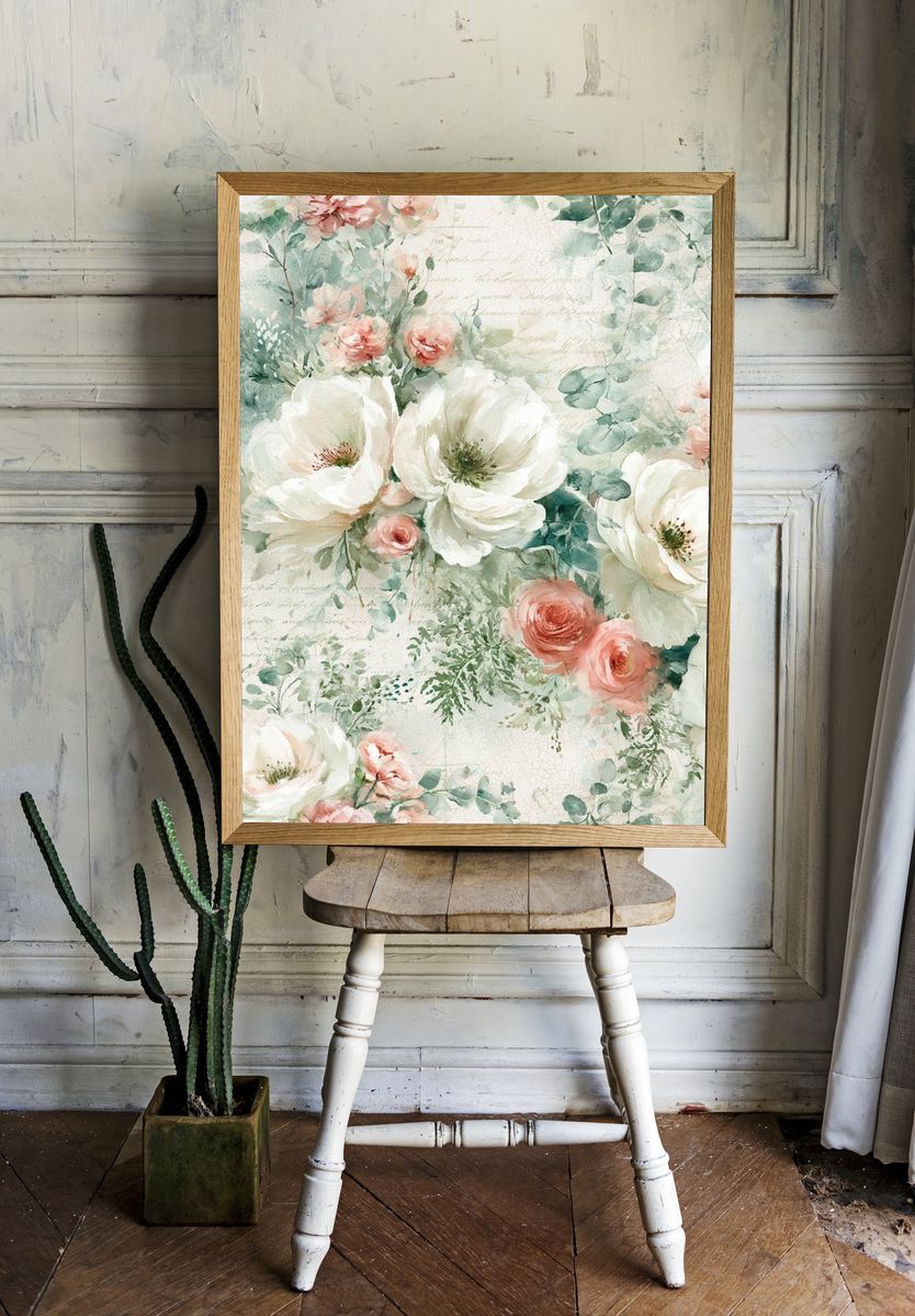 Pastel Floral Watercolor Print. — room view 1