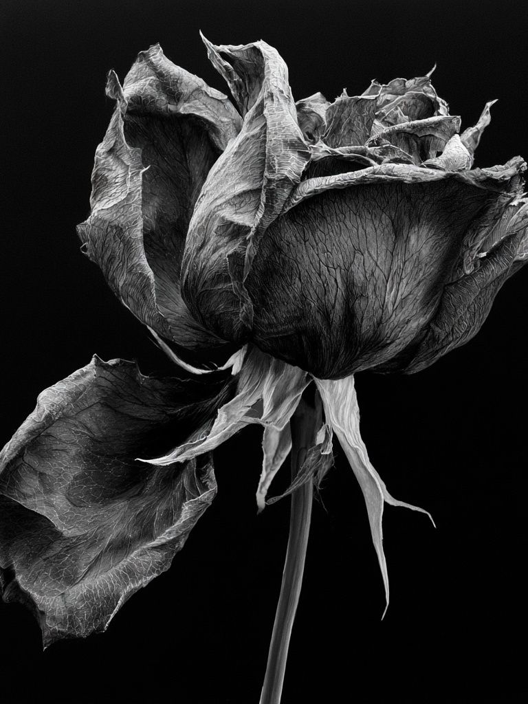 Withered Rose Black-White Print. poster detail