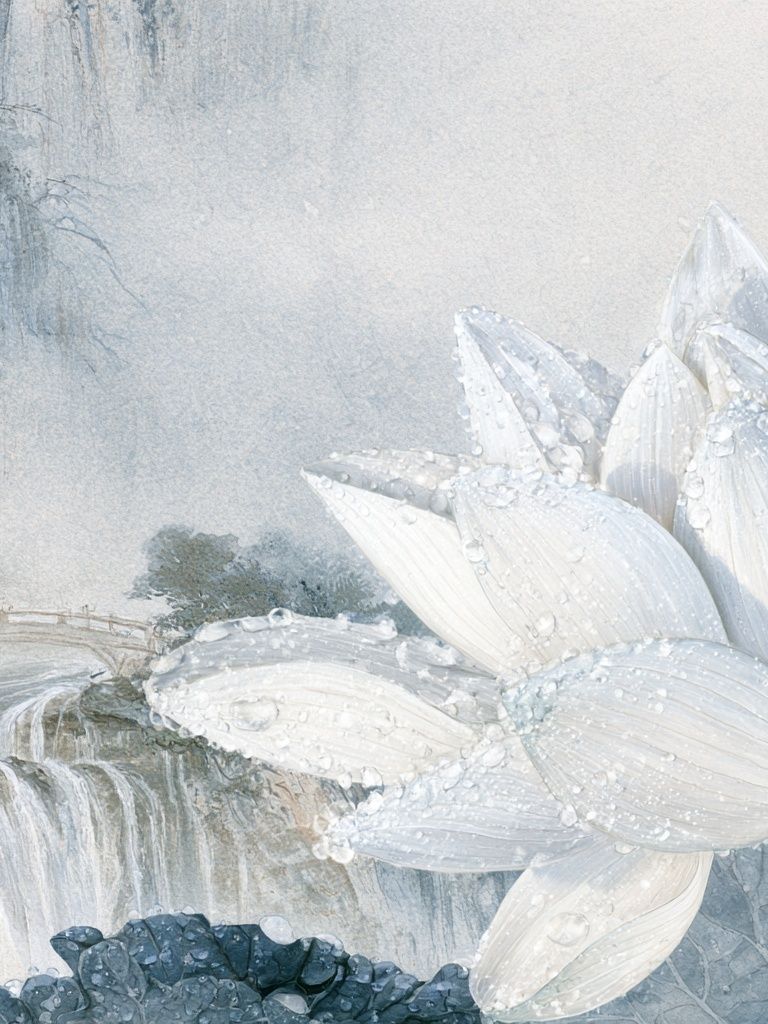 White Lotus Waterfall Print. poster detail