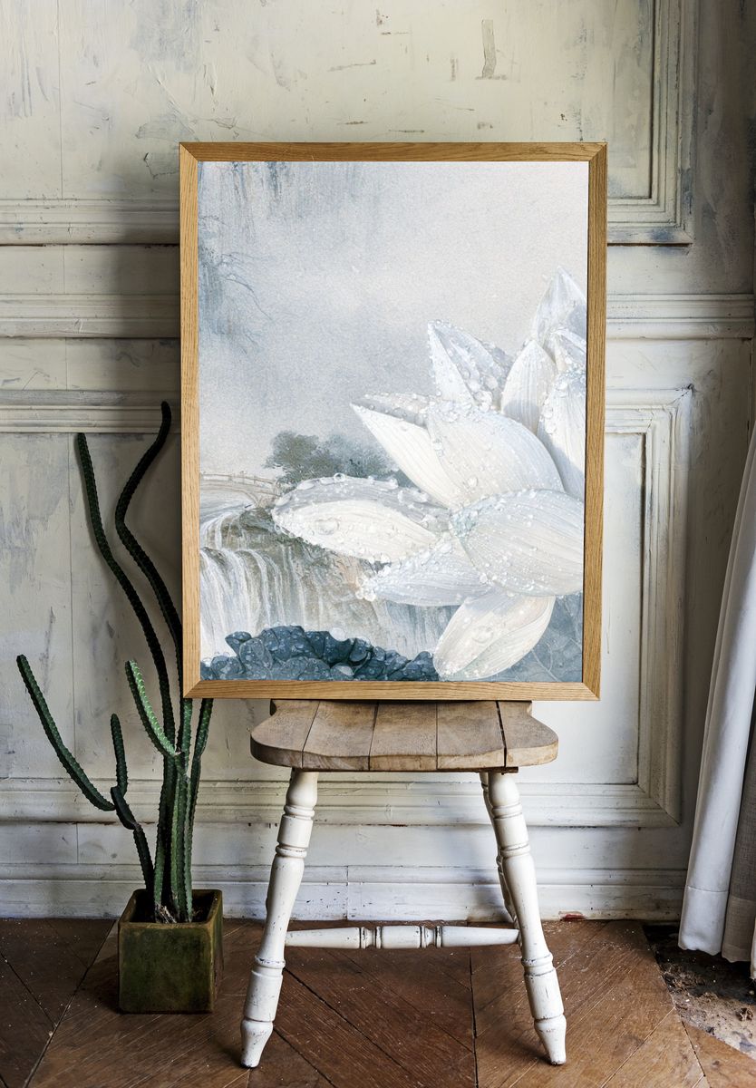 White Lotus Waterfall Print. — room view 1