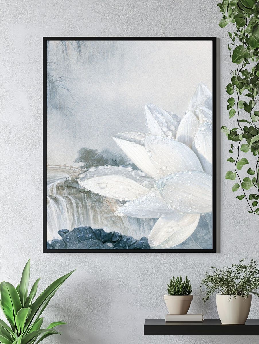 White Lotus Waterfall Print. — room view 4