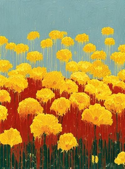 Golden Wildflowers Contemporary Print. poster