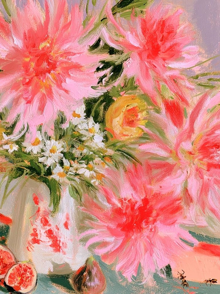 Pink Floral Still Life Poster. poster — botanical art