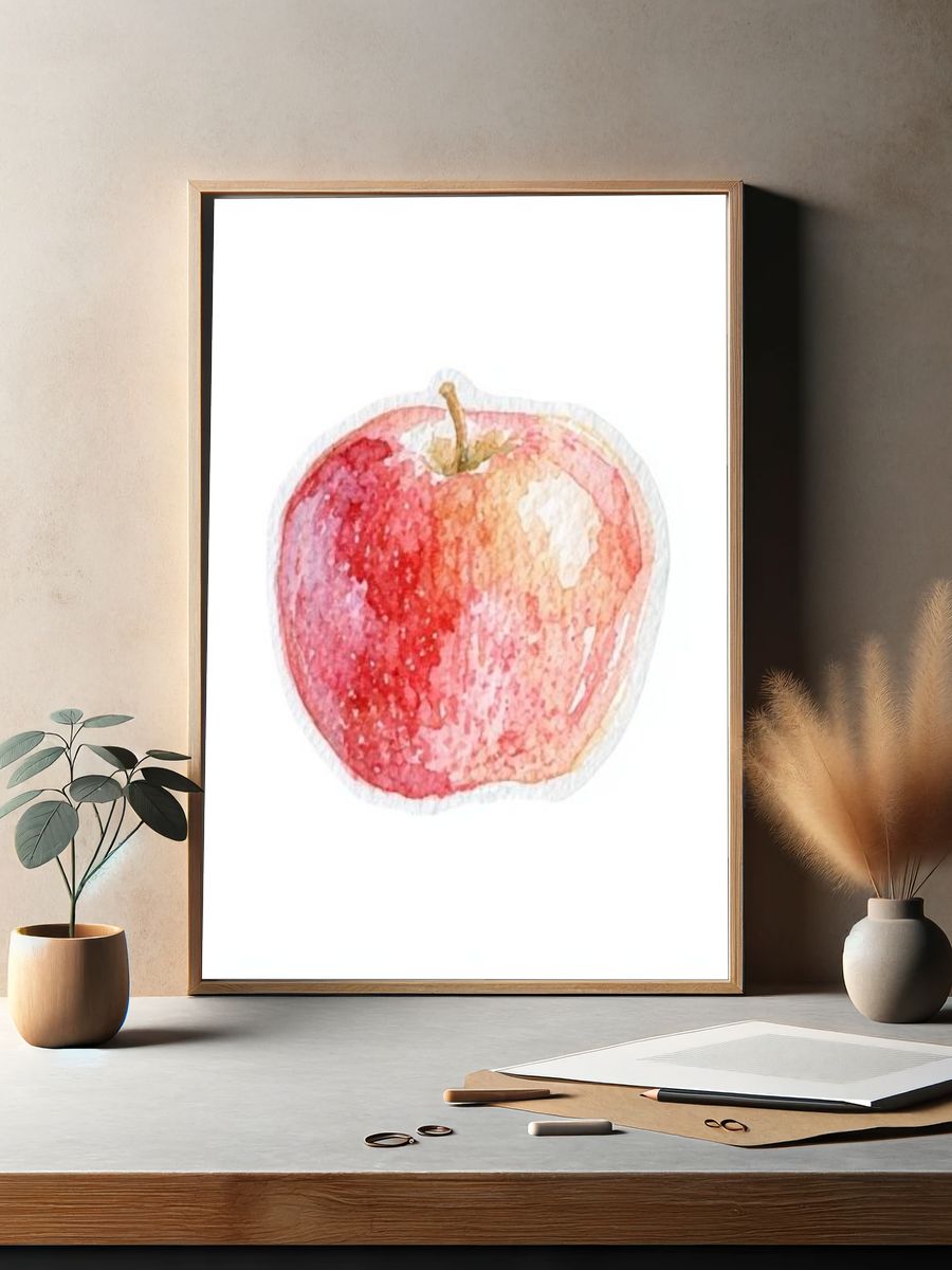 Watercolor Apple Illustration Poster. — room view 2