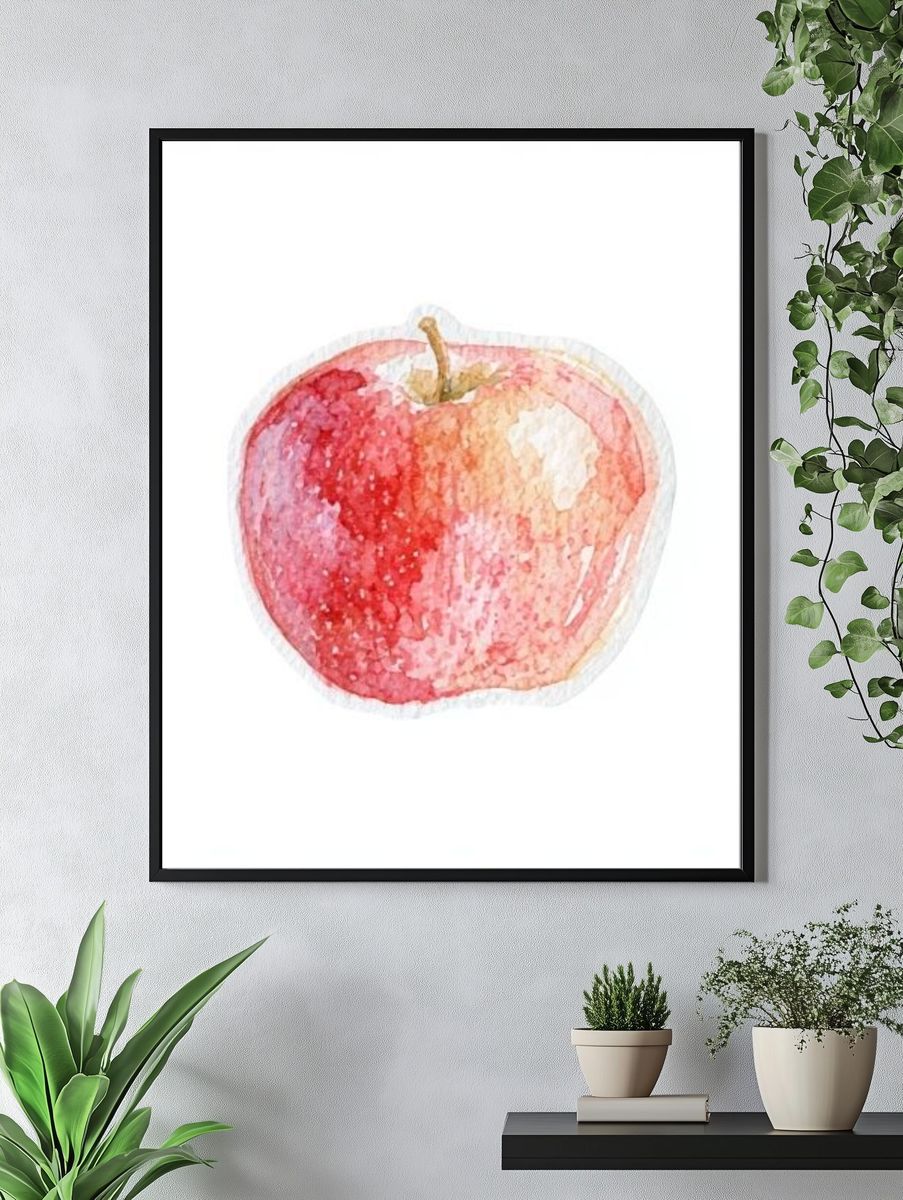 Watercolor Apple Illustration Poster. — room view 4