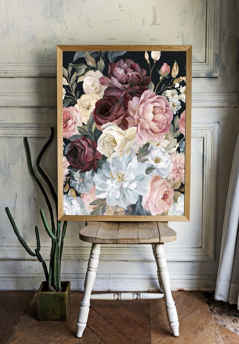Blush Peonies Floral Print. — room view 1