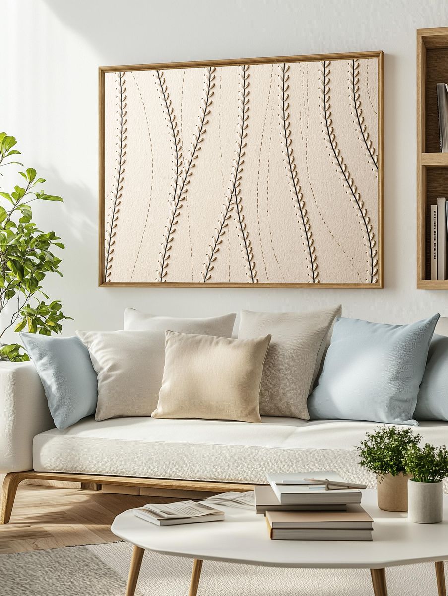 Botanical Stitch Pattern Print. — room view 2