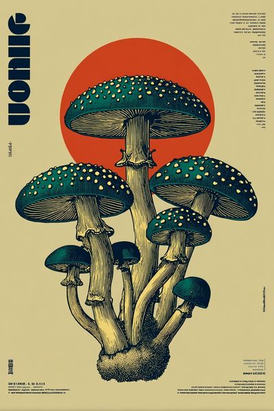 Mushroom Cluster Vintage Poster. poster print