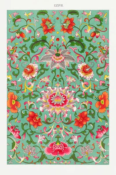 Colorful floral pattern, Examples Chinese. poster print
