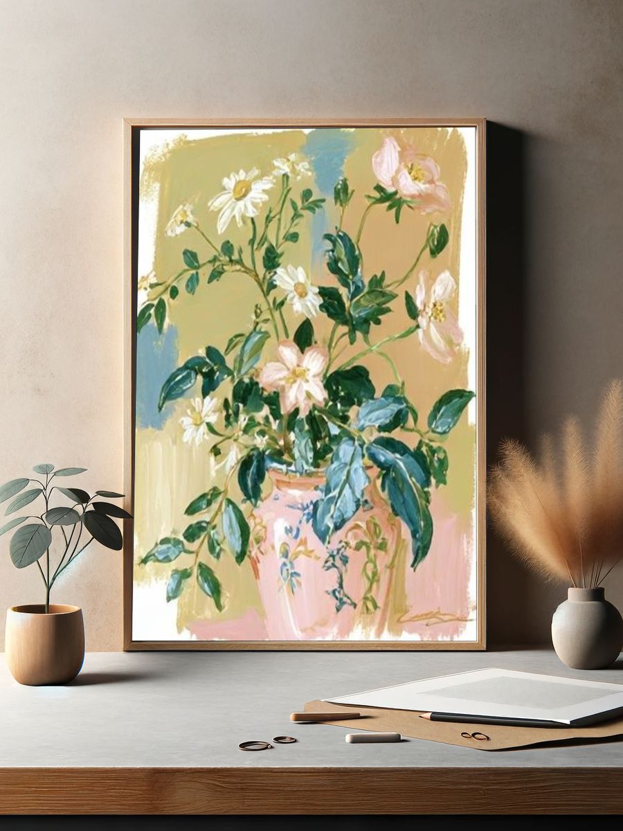 Floral Vase Impressionist Poster. — room view 2