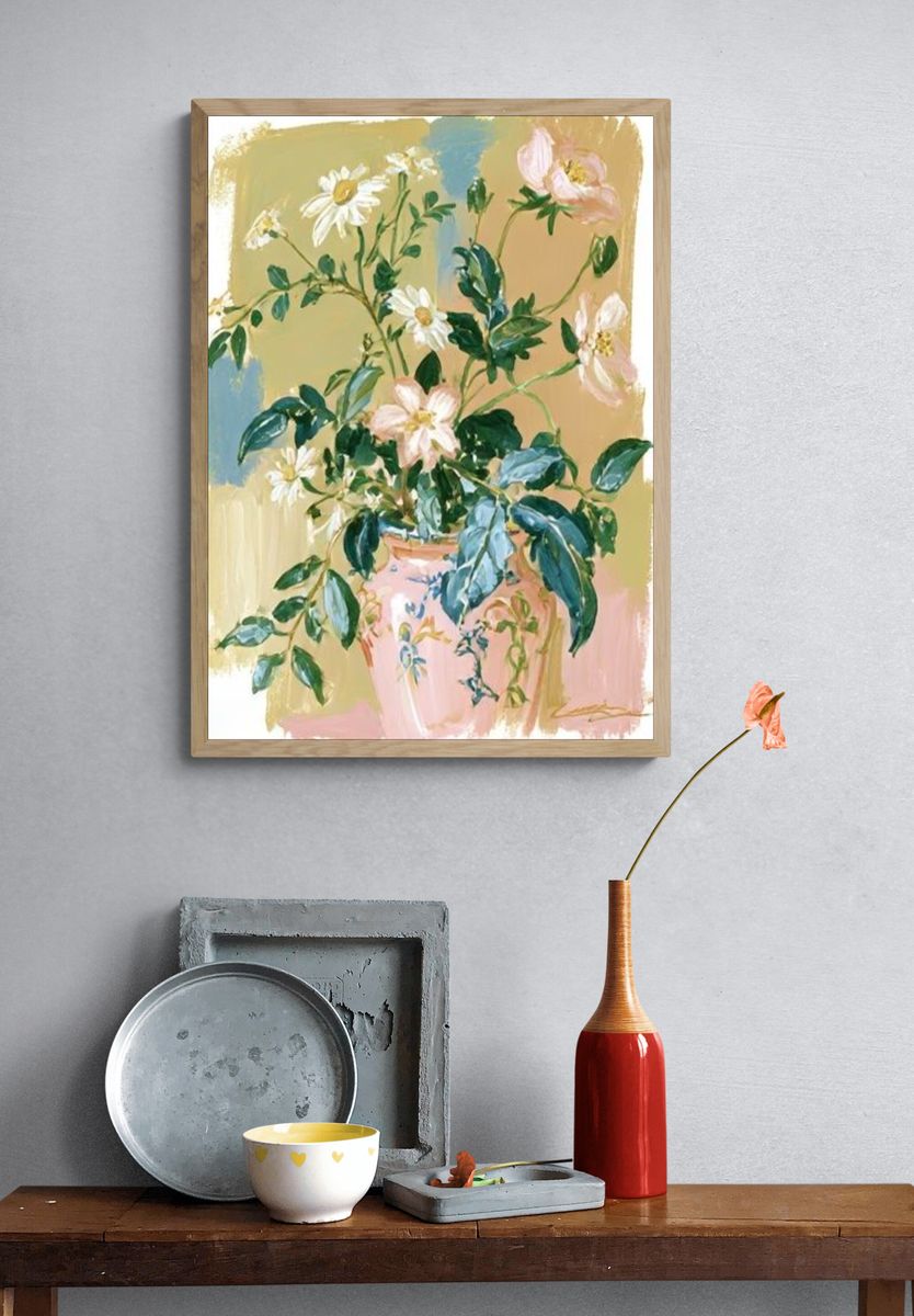 Floral Vase Impressionist Poster. — room view 3