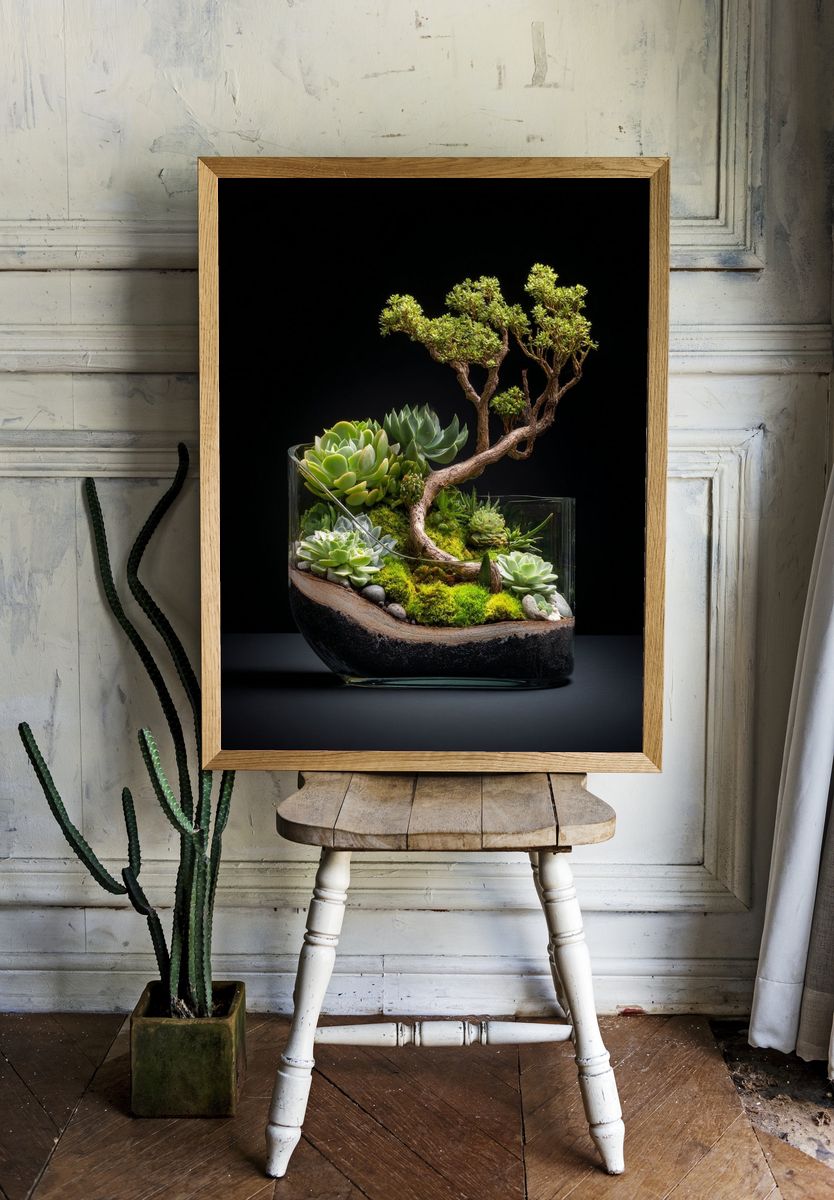 Succulent Bonsai Terrarium Photography Poster room preview
