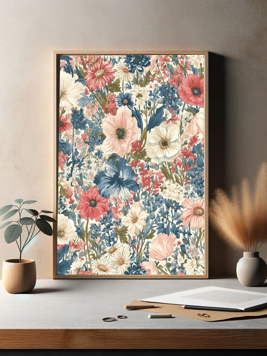 Pastel Wildflower Botanical Print. — room view 2