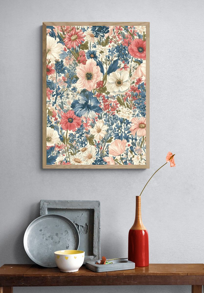 Pastel Wildflower Botanical Print. — room view 3