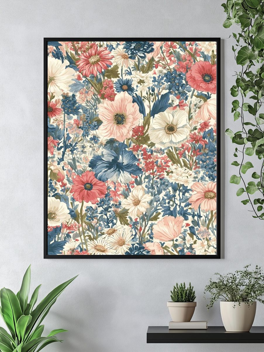 Pastel Wildflower Botanical Print. — room view 4