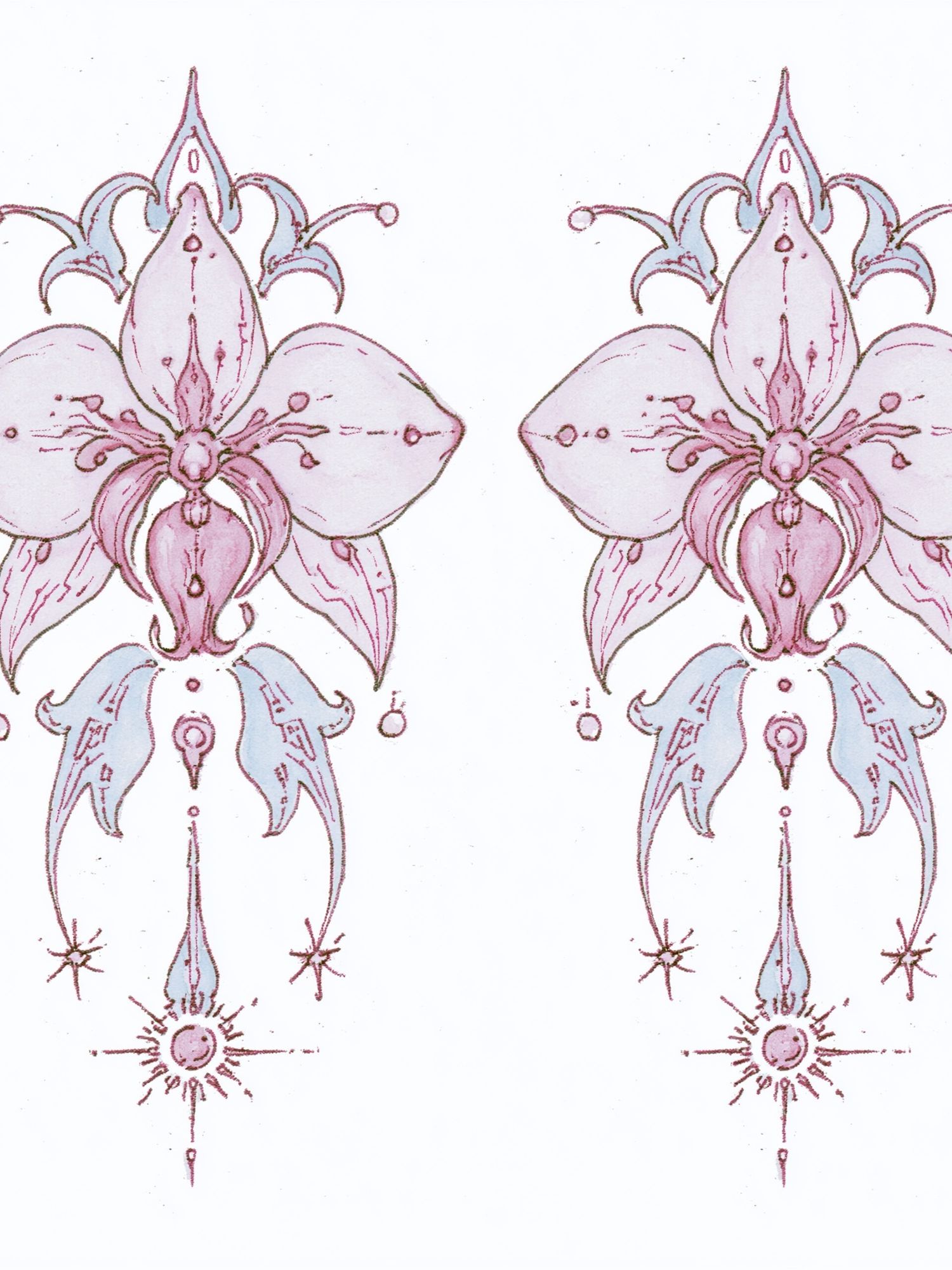 Twin Floral Line Art Poster. poster detail