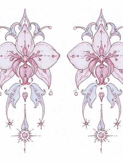Twin Floral Line Art Poster. poster