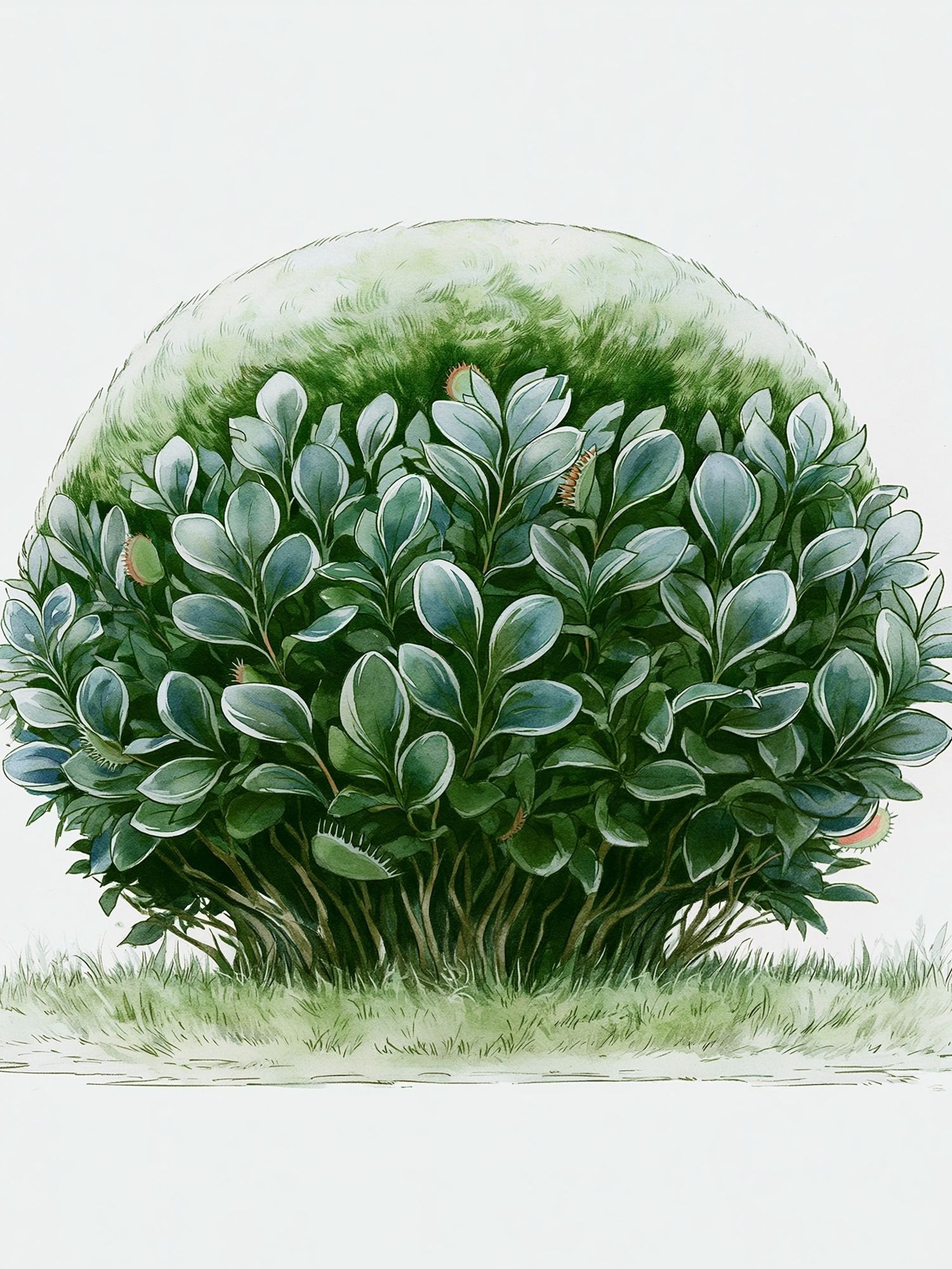 Lush Green Shrub Botanical Print. poster detail