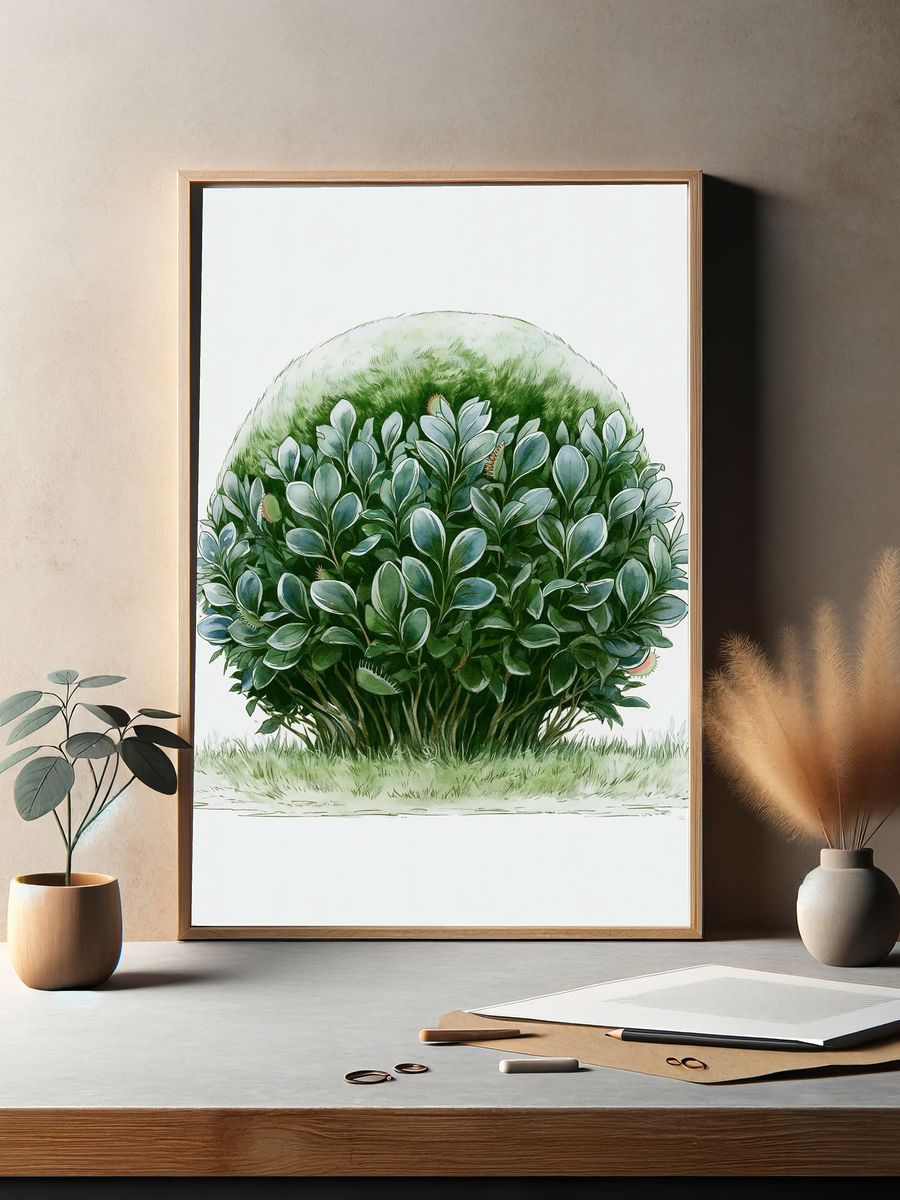 Lush Green Shrub Botanical Print. — room view 2