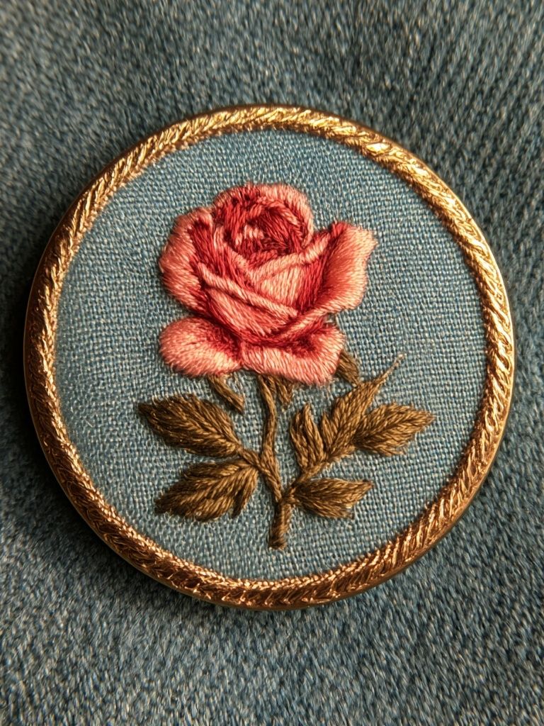 Embroidered Rose Botanical Print. poster detail