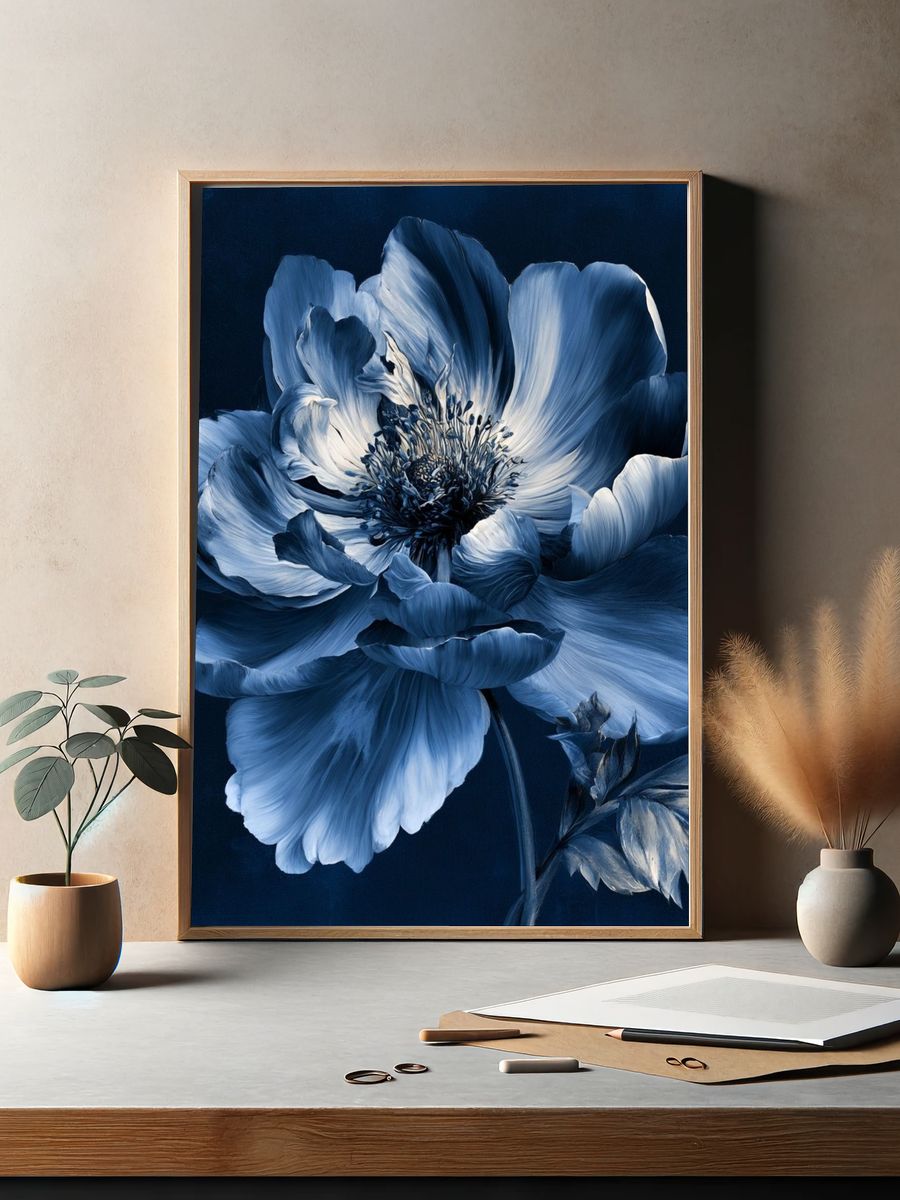 Blue Anemone Botanical Print. — room view 2