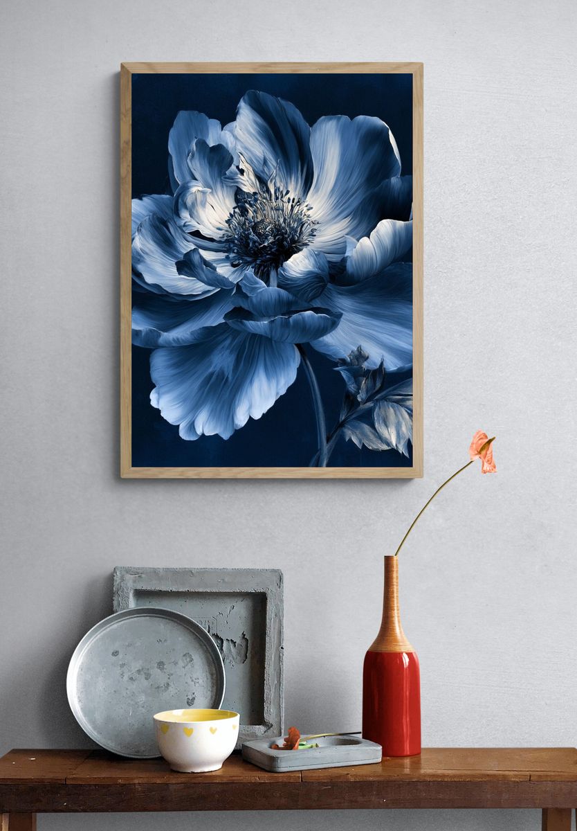Blue Anemone Botanical Print. — room view 3