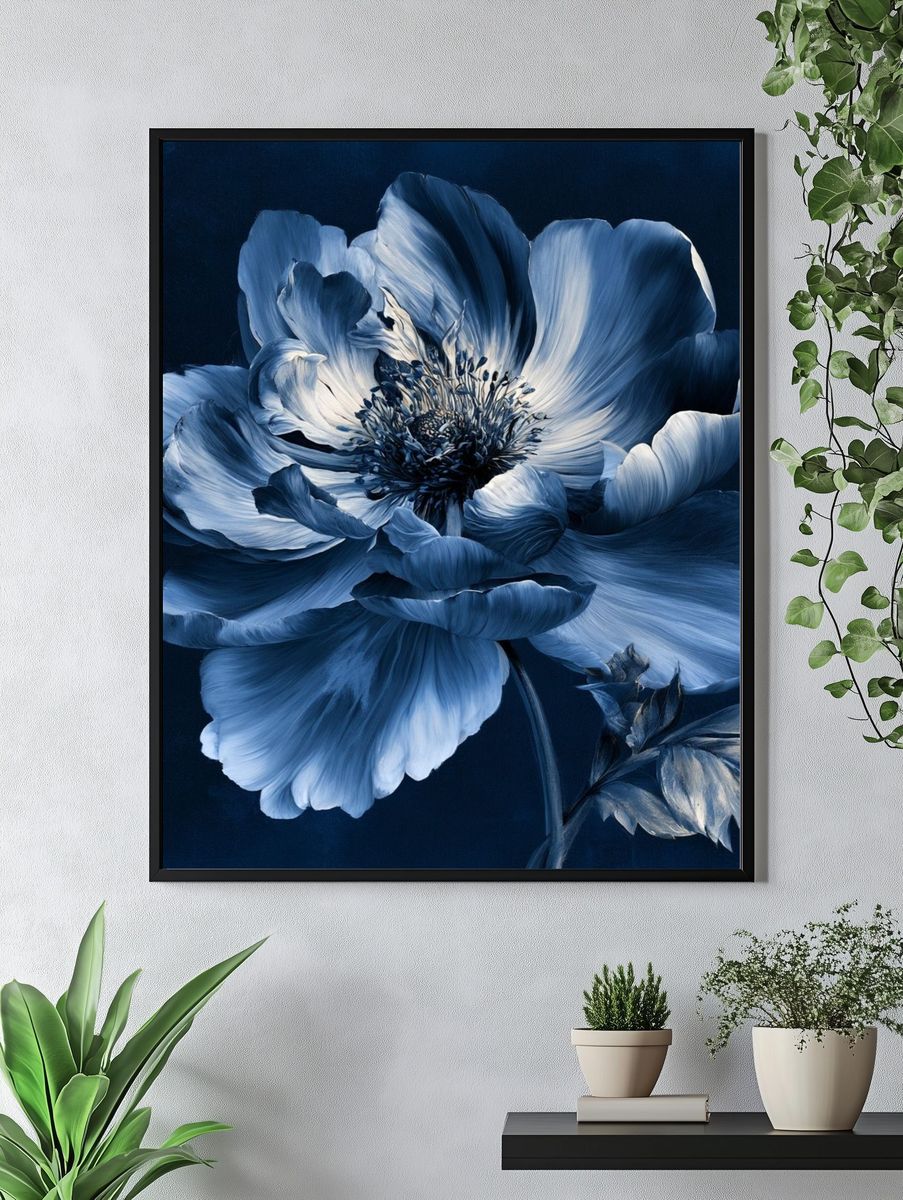 Blue Anemone Botanical Print. — room view 4