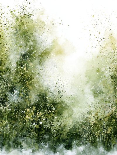 Misty Green Forest Watercolor Print.