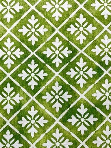 Green Floral Tile Pattern Print. poster detail