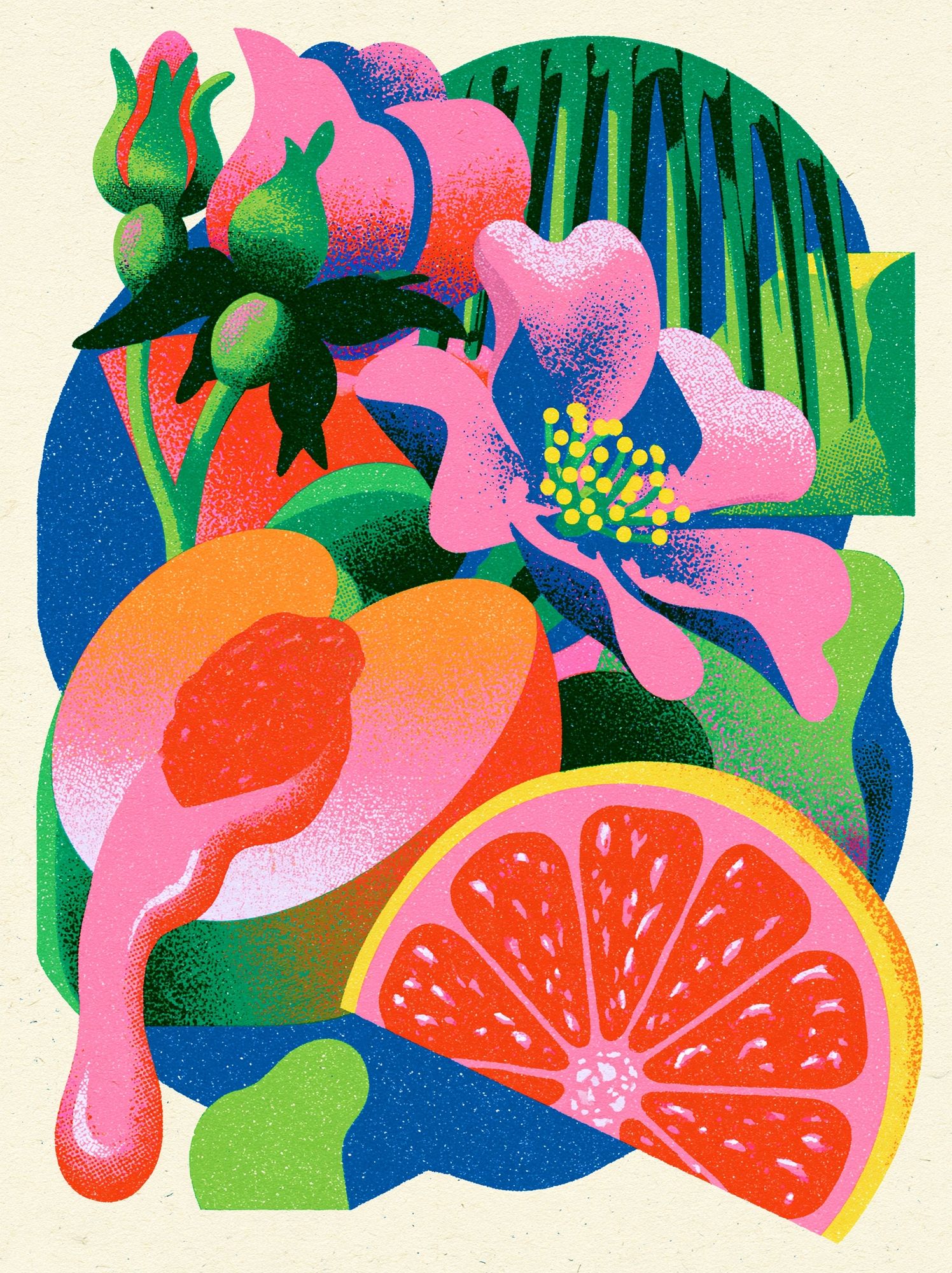 Tropical Floral Collage Print. poster detail