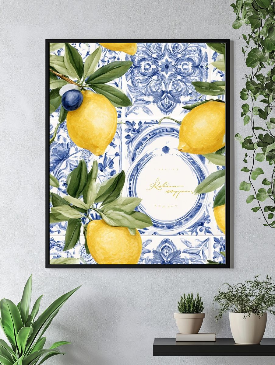 Lemon Tile Botanical Print. — room view 4