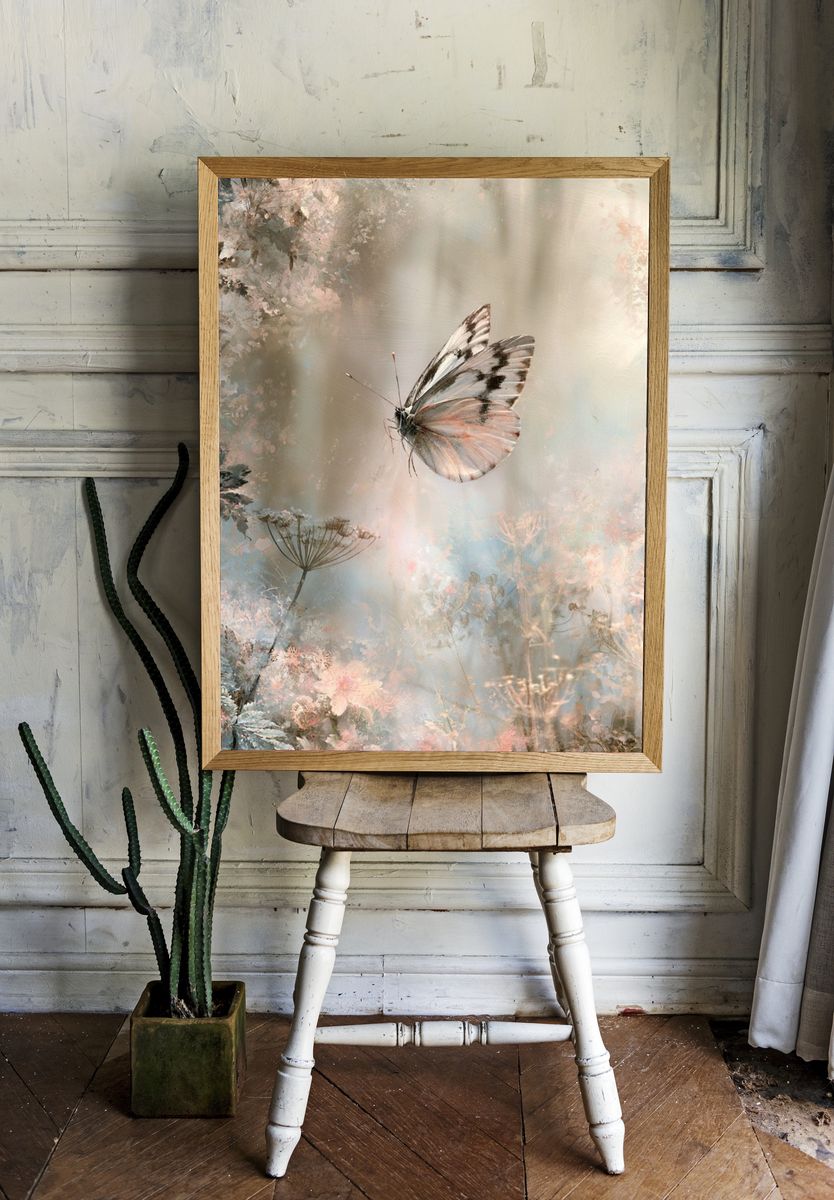 Butterfly Meadow Illustration Poster. — room view 1