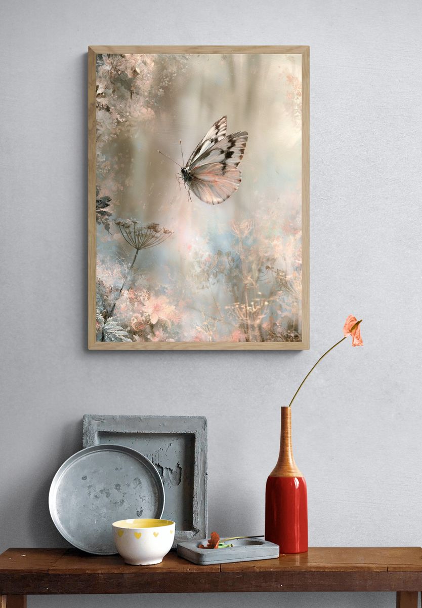 Butterfly Meadow Illustration Poster. — room view 3