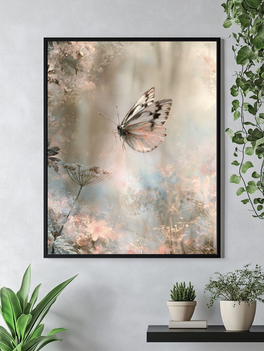 Butterfly Meadow Illustration Poster. — room view 4