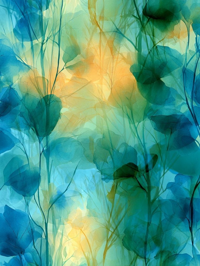 Blue Botanical Canopy Print. poster detail